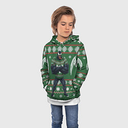 Толстовка-худи детская Веном в вязаном свитере - новый год, цвет: 3D-белый — фото 2