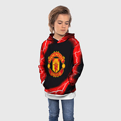 Толстовка-худи детская Манчестер Юнайтед шторм молнии, цвет: 3D-белый — фото 2