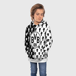 Толстовка-худи детская Borussia черно белые люди, цвет: 3D-белый — фото 2
