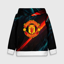 Толстовка-худи детская Манчестер Юнайтед абстракция, цвет: 3D-белый
