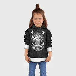 Толстовка-худи детская Волки и вороны Одина и древо мира, цвет: 3D-белый — фото 2