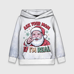 Толстовка-худи детская Санта в шутливом настроении, цвет: 3D-белый