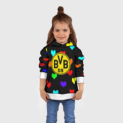Толстовка-худи детская Borussia сердца паттерн, цвет: 3D-белый — фото 2
