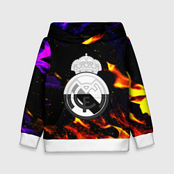 Толстовка-худи детская Реал Мадрид огонь текстура, цвет: 3D-белый