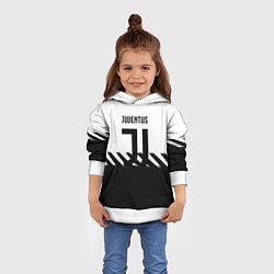 Толстовка-худи детская Ювентус полосы геометрия линии, цвет: 3D-белый — фото 2