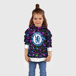Толстовка-худи детская Челси неоновые краски, цвет: 3D-белый — фото 2