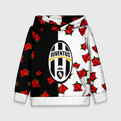 Толстовка-худи детская Ювентус текстура розы, цвет: 3D-белый