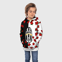 Толстовка-худи детская Ювентус текстура розы, цвет: 3D-белый — фото 2