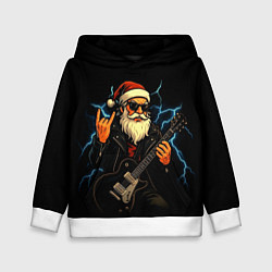 Детская толстовка Крутой дед мороз рокер с гитарой