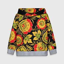 Толстовка-худи детская Хохлома, цвет: 3D-меланж