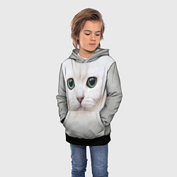 Толстовка-худи детская Белый котик, цвет: 3D-черный — фото 2