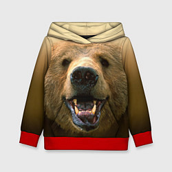 Толстовка-худи детская Взгляд медведя, цвет: 3D-красный