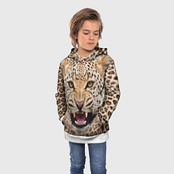 Толстовка-худи детская Взгляд леопарда, цвет: 3D-белый — фото 2