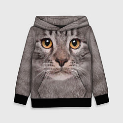 Толстовка-худи детская Котик, цвет: 3D-черный