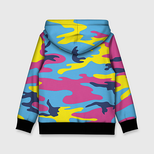 Детская толстовка Камуфляж: голубой/розовый/желтый / 3D-Черный – фото 2