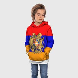 Толстовка-худи детская Герб и флаг Армении, цвет: 3D-белый — фото 2