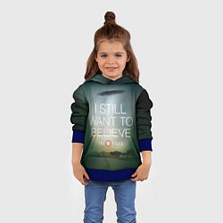 Толстовка-худи детская I still want to believe, цвет: 3D-синий — фото 2