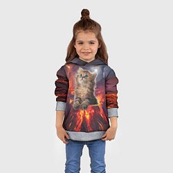 Толстовка-худи детская Кот на вулкане, цвет: 3D-меланж — фото 2