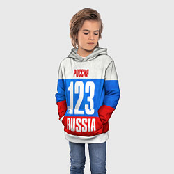 Толстовка-худи детская Russia: from 123, цвет: 3D-белый — фото 2