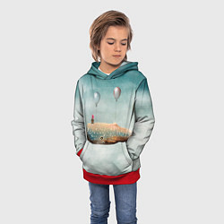 Толстовка-худи детская Летящий кит, цвет: 3D-красный — фото 2
