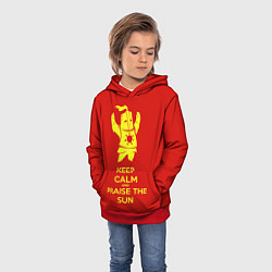 Толстовка-худи детская Keep Calm & Praise The Sun, цвет: 3D-красный — фото 2