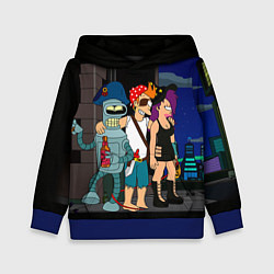 Толстовка-худи детская Футурама пати, цвет: 3D-синий