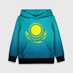 Толстовка-худи детская Флаг Казахстана, цвет: 3D-черный