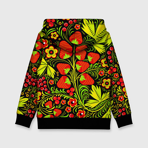 Детская толстовка Хохлома: земляника / 3D-Черный – фото 2