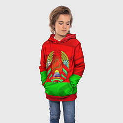 Толстовка-худи детская Белорусский герб, цвет: 3D-красный — фото 2