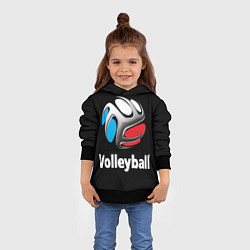 Толстовка-худи детская Волейбольный мяч российский триколор, цвет: 3D-черный — фото 2