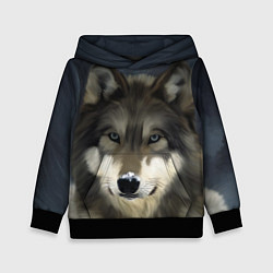 Толстовка-худи детская Зимний волк, цвет: 3D-черный