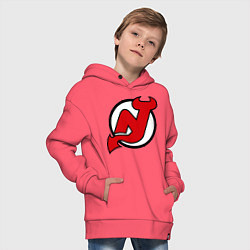 Толстовка оверсайз детская New Jersey Devils, цвет: коралловый — фото 2