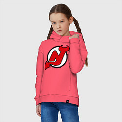Толстовка оверсайз детская New Jersey Devils, цвет: коралловый — фото 2