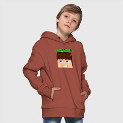 Толстовка оверсайз детская Огромная голова Стива - Minecraft, цвет: кирпичный — фото 2