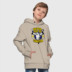 Толстовка оверсайз детская Never Give Up: Cenation, цвет: миндальный — фото 2