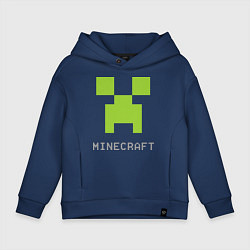 Толстовка оверсайз детская Minecraft logo grey, цвет: тёмно-синий