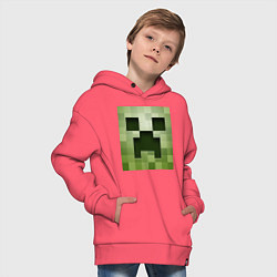 Толстовка оверсайз детская Мinecraft creeper, цвет: коралловый — фото 2