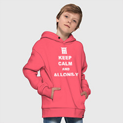 Толстовка оверсайз детская Keep Calm & Allons-Y, цвет: коралловый — фото 2