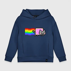 Толстовка оверсайз детская Nyan Cat, цвет: тёмно-синий