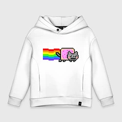 Толстовка оверсайз детская Nyan Cat, цвет: белый