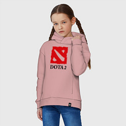 Толстовка оверсайз детская Dota 2: Logo, цвет: пыльно-розовый — фото 2
