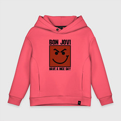 Толстовка оверсайз детская Bon Jovi: Have a nice day, цвет: коралловый