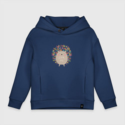 Толстовка оверсайз детская Hedgehog: give me a hug, цвет: тёмно-синий