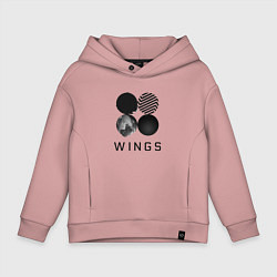 Толстовка оверсайз детская BTS Wings, цвет: пыльно-розовый