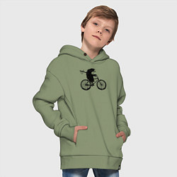 Толстовка оверсайз детская Ежик на велосипеде, цвет: авокадо — фото 2