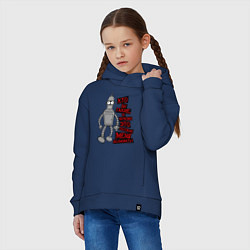 Толстовка оверсайз детская Бэндер: кто вы такие?, цвет: тёмно-синий — фото 2