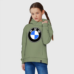 Толстовка оверсайз детская Logo BMW, цвет: авокадо — фото 2