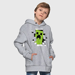 Толстовка оверсайз детская Crash Minecraft, цвет: меланж — фото 2