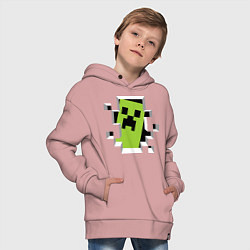 Толстовка оверсайз детская Crash Minecraft, цвет: пыльно-розовый — фото 2