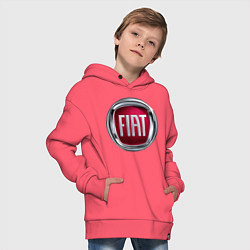 Толстовка оверсайз детская FIAT logo, цвет: коралловый — фото 2